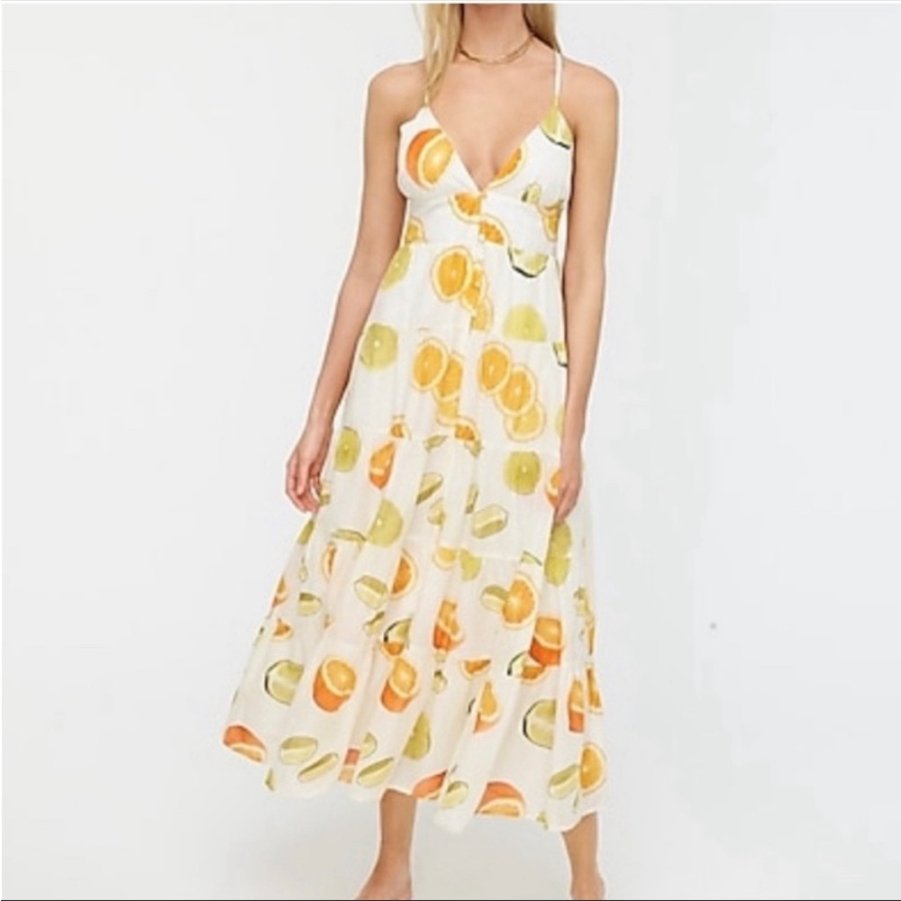 J. Crew x Edie Parker NWOT maxi dress citrus print size M